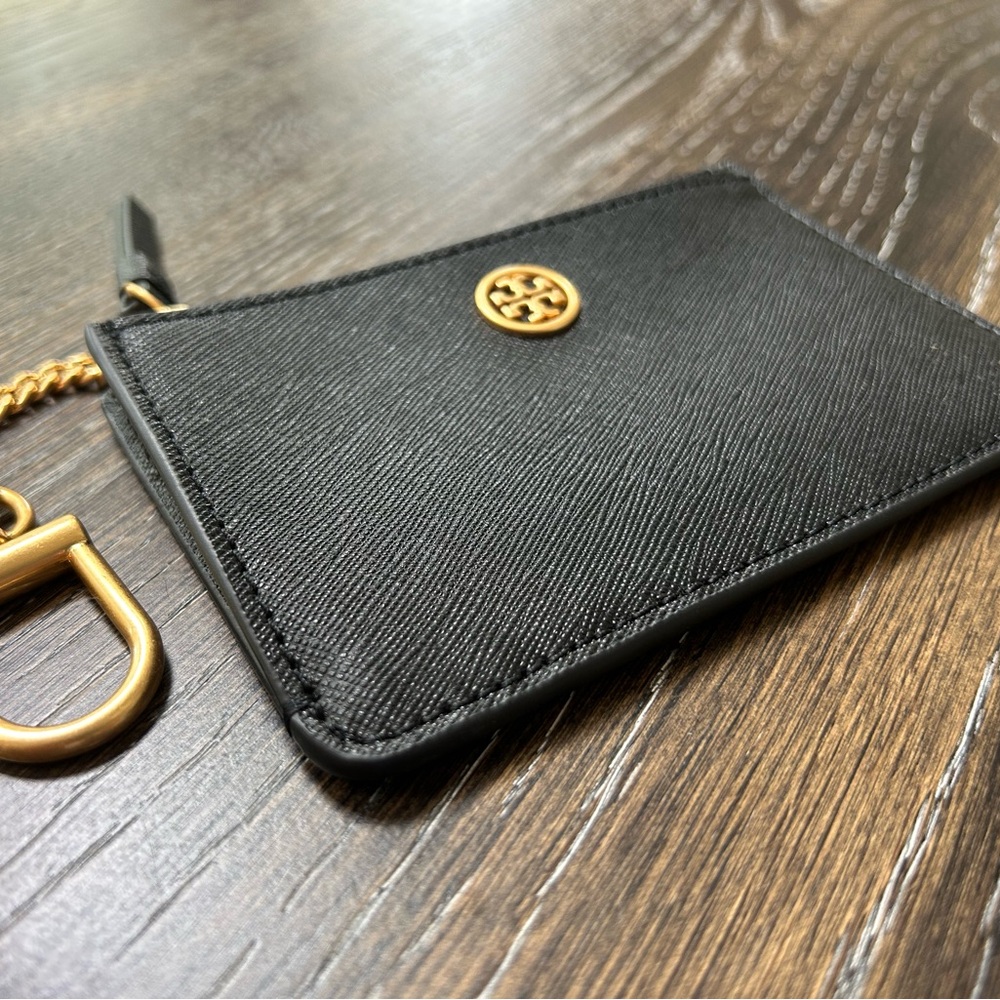 Tory Burch Black Leather Key
Card Wallet Keychain Coin Purse